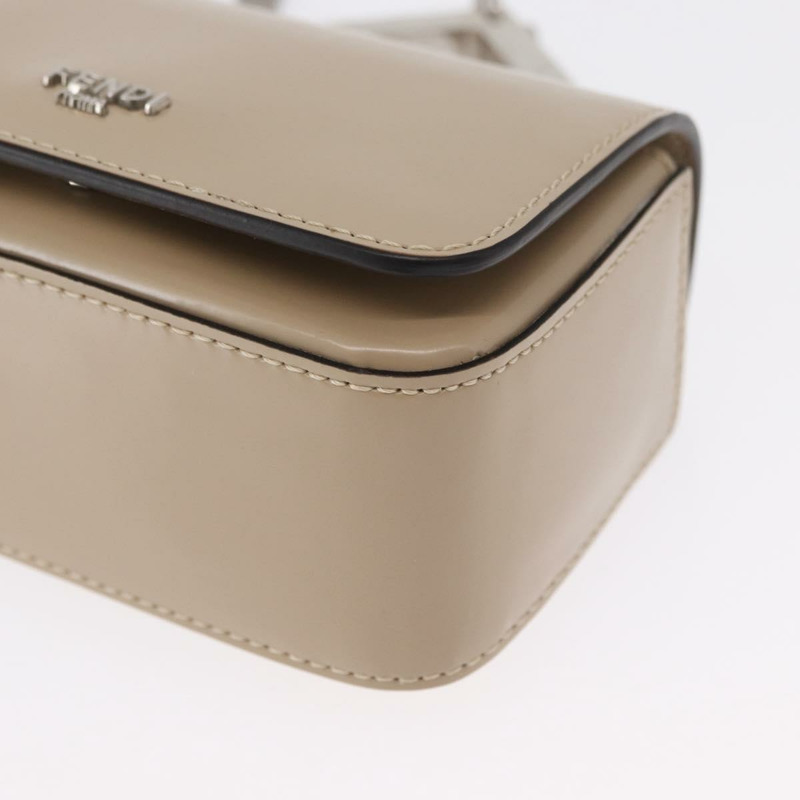 【日本直送】FENDI 鏈條單肩包 皮革 米色 銀色 正品 bs32416V-15