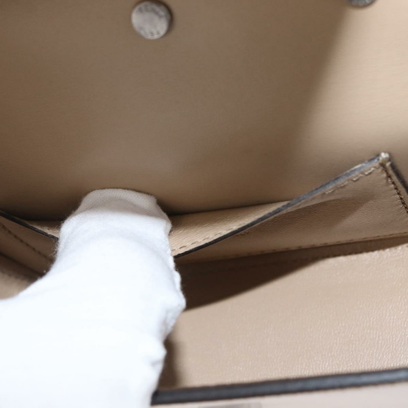 【日本直送】FENDI 鏈條單肩包 皮革 米色 銀色 正品 bs32416V-23