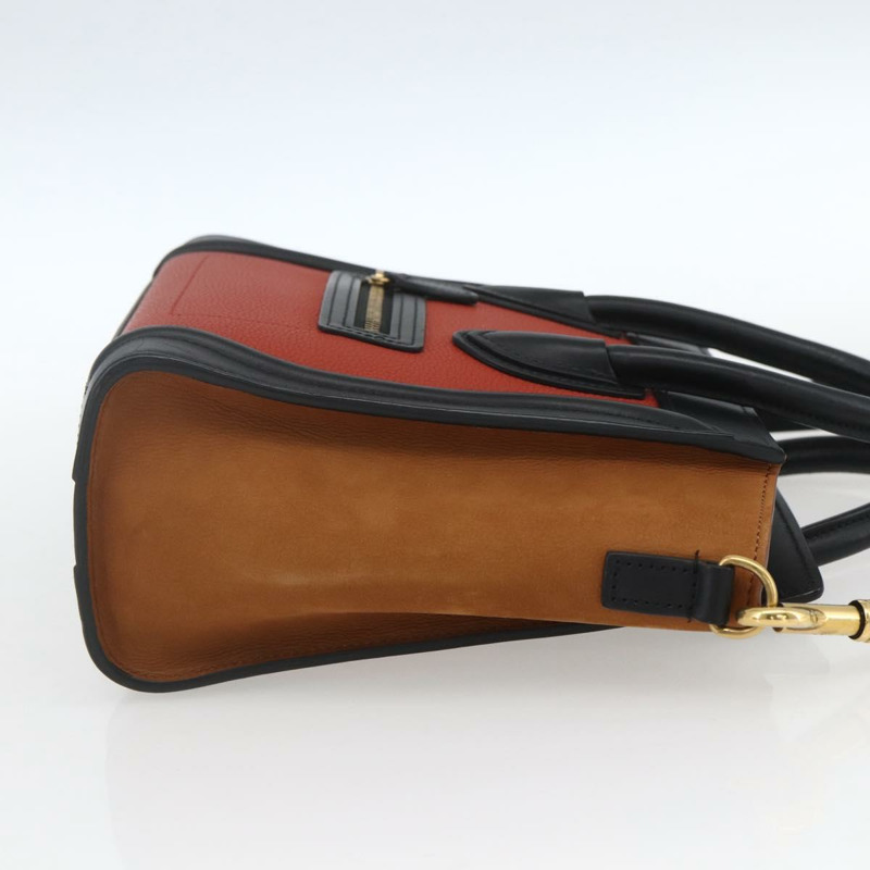 【日本直送】CELINE Luggage Nano Shopper 手提包 皮革 2way 橙色金色 Auth ka1504M-3
