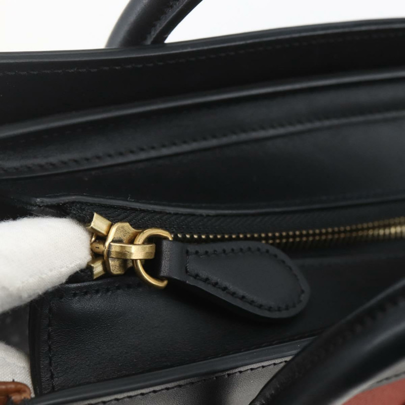 【日本直送】CELINE Luggage Nano Shopper 手提包 皮革 2way 橙色金色 Auth ka1504M-8