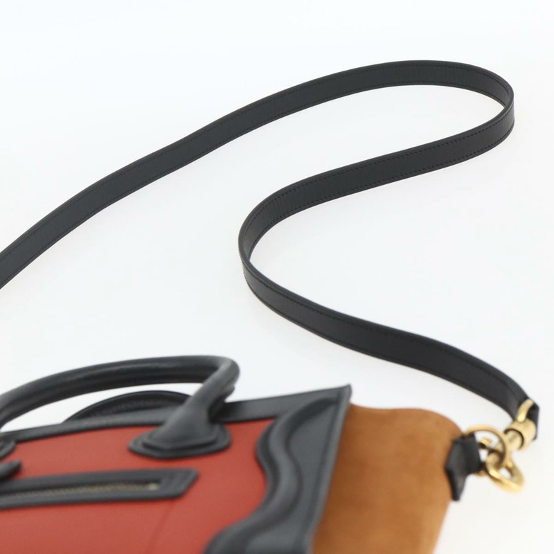 【日本直送】CELINE Luggage Nano Shopper 手提包 皮革 2way 橙色金色 Auth ka1504M-14