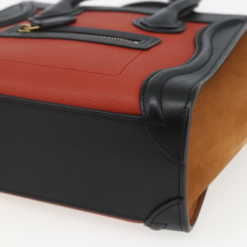 【日本直送】CELINE Luggage Nano Shopper 手提包 皮革 2way 橙色金色 Auth ka1504M-15