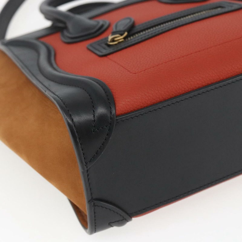 【日本直送】CELINE Luggage Nano Shopper 手提包 皮革 2way 橙色金色 Auth ka1504M-16