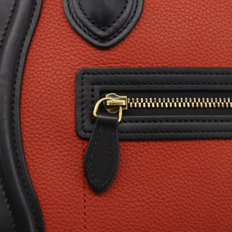 【日本直送】CELINE Luggage Nano Shopper 手提包 皮革 2way 橙色金色 Auth ka1504M-19