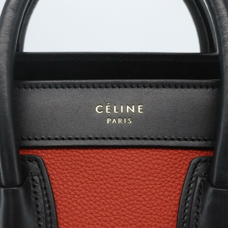【日本直送】CELINE Luggage Nano Shopper 手提包 皮革 2way 橙色金色 Auth ka1504M-20