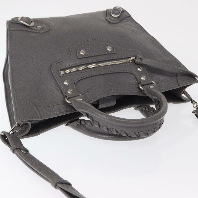 【日本直送】BALENCIAGA Neo Classic M 手袋 皮革 兩用 灰色/銀色 702502 正品 ka1535M-5