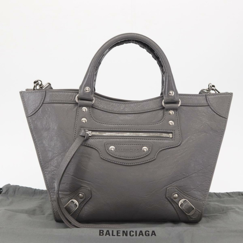 【日本直送】BALENCIAGA Neo Classic M 手袋 皮革 兩用 灰色/銀色 702502 正品 ka1535M-11