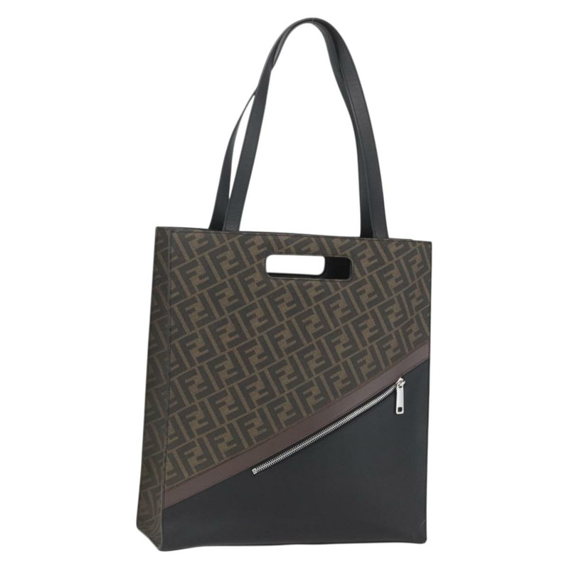 【日本直送】FENDI Zucca 帆布手提包黑棕色正品 ka1401M-0