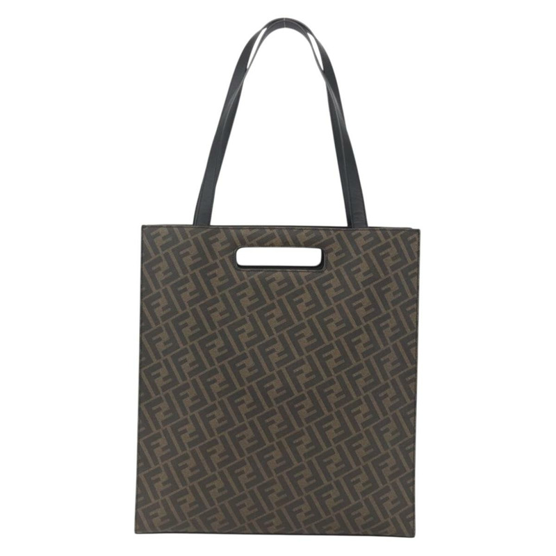 【日本直送】FENDI Zucca 帆布手提包黑棕色正品 ka1401M-1