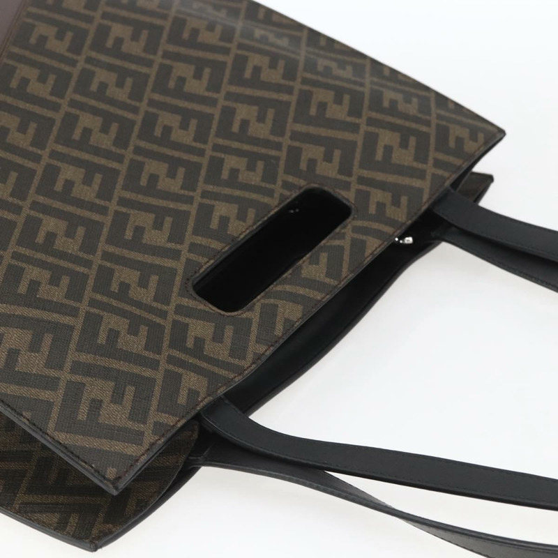 【日本直送】FENDI Zucca 帆布手提包黑棕色正品 ka1401M-5