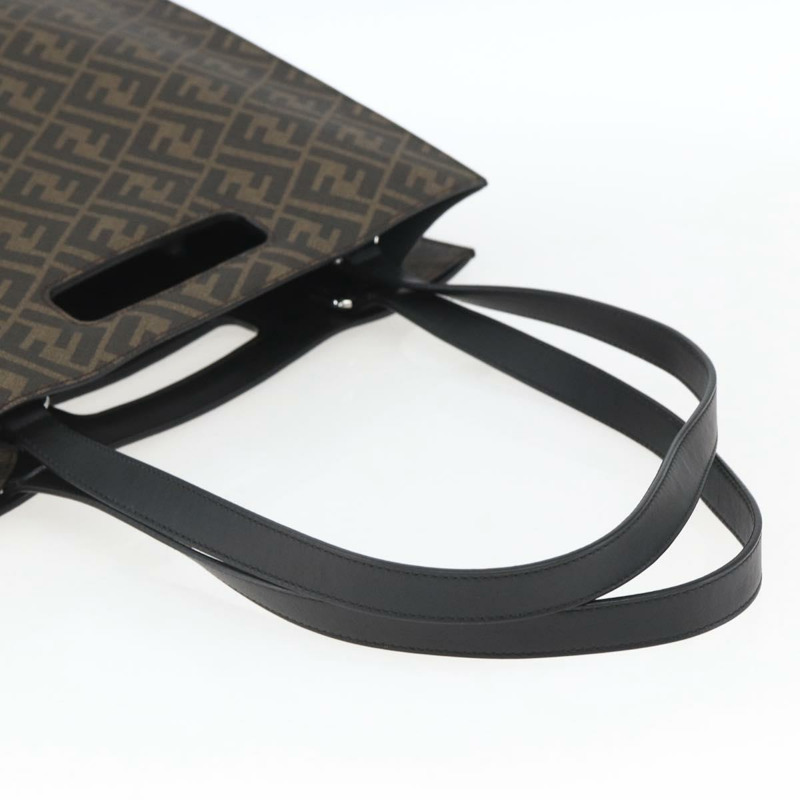 【日本直送】FENDI Zucca 帆布手提包黑棕色正品 ka1401M-6