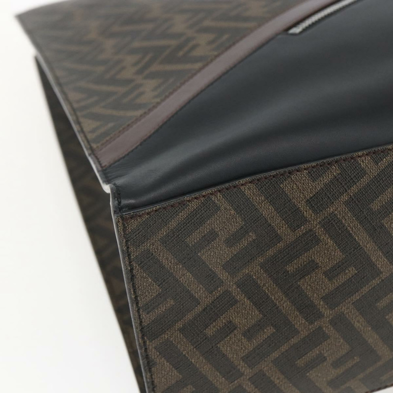【日本直送】FENDI Zucca 帆布手提包黑棕色正品 ka1401M-13
