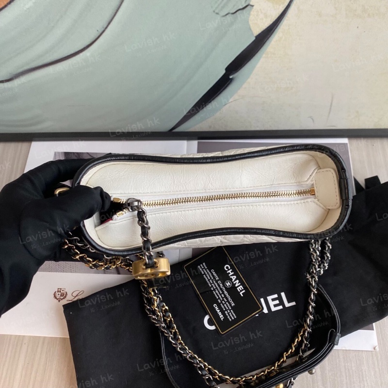 Chanel 黑白拼色 流浪包 小號-5