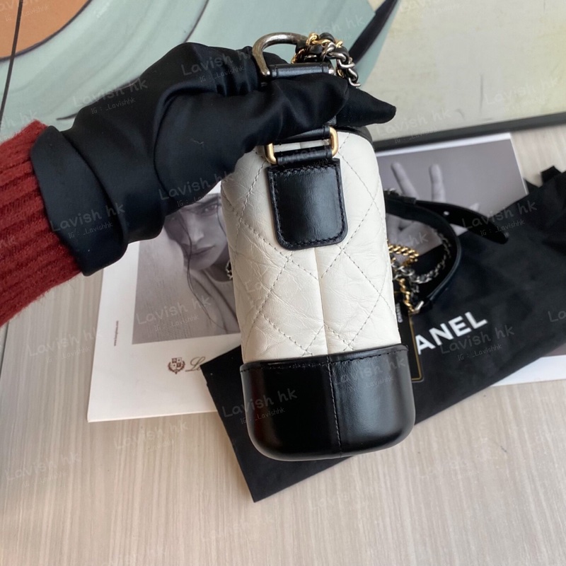 Chanel 黑白拼色 流浪包 小號-7