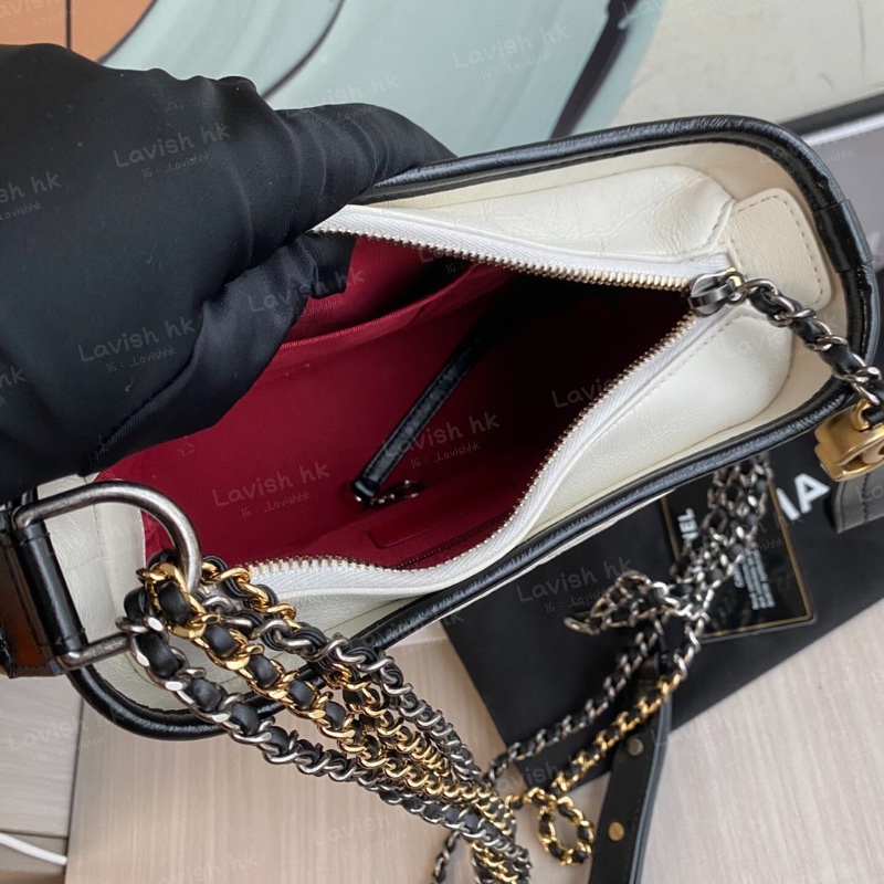 Chanel 黑白拼色 流浪包 小號-8