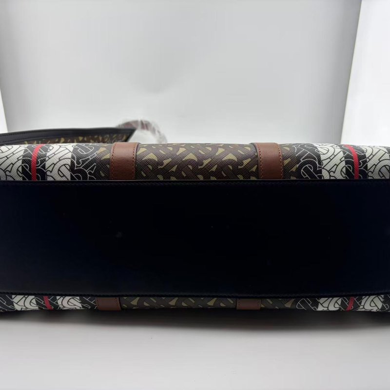 博柏利 專屬標識條紋環保帆布托特包-10