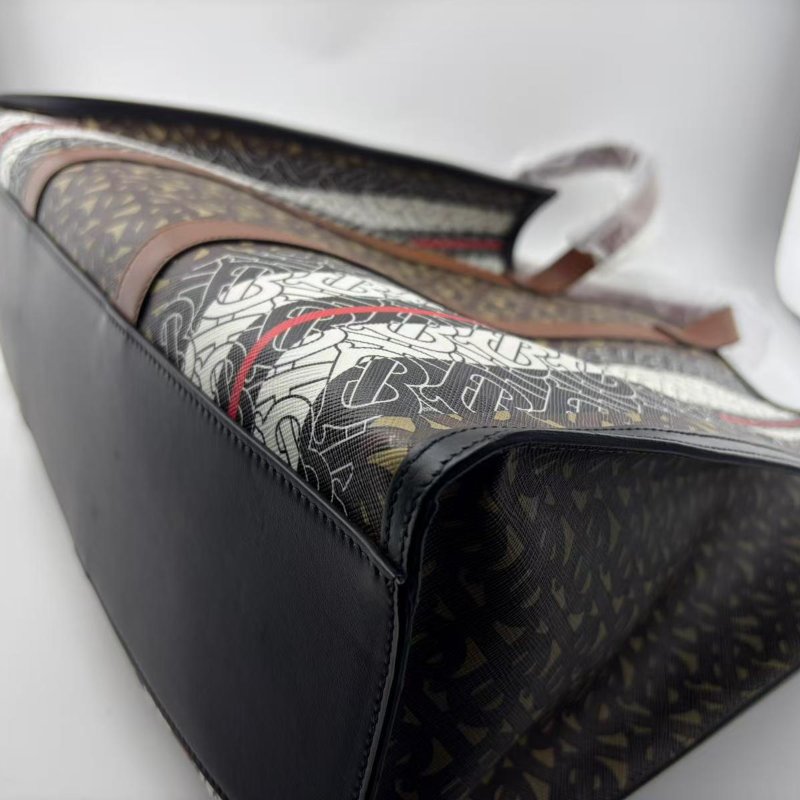 博柏利 專屬標識條紋環保帆布托特包-11