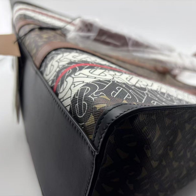 博柏利 專屬標識條紋環保帆布托特包-13