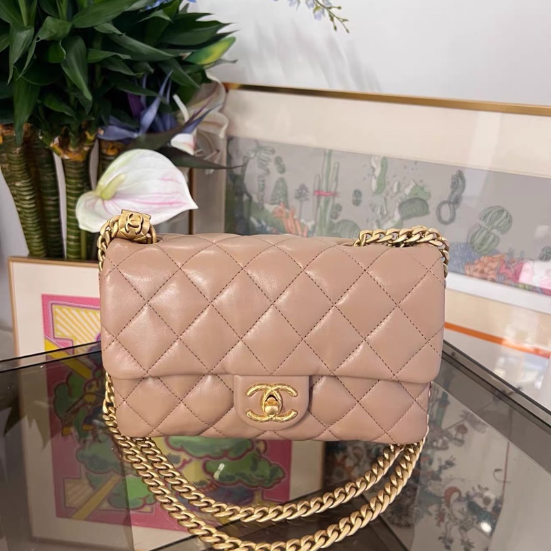 ✨Chanel 22K奶茶色金柱CF 風琴包 99新 🈶台灣購證💕-1