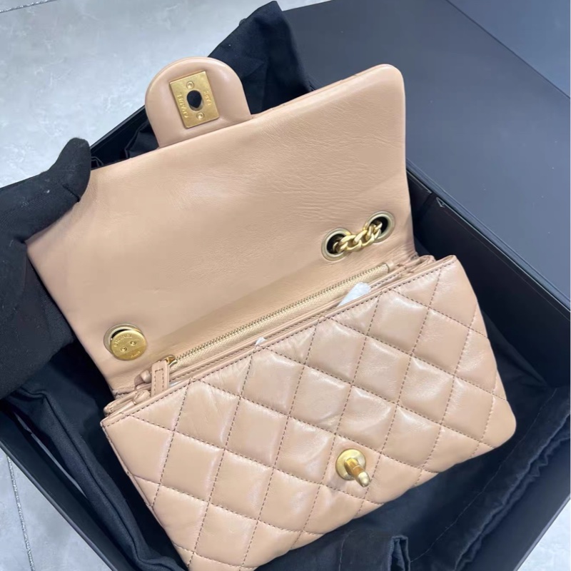 ✨Chanel 22K奶茶色金柱CF 風琴包 99新 🈶台灣購證💕-3
