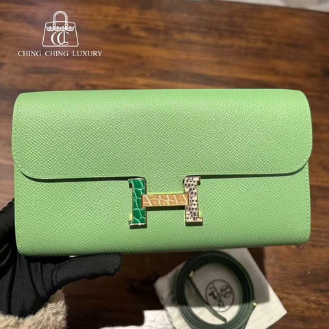 🌈Hermes💚Constance to go💚牛油果綠鱷魚拼蜥蜴皮特別扣🌈全新閑置🌟愛馬仕🌟