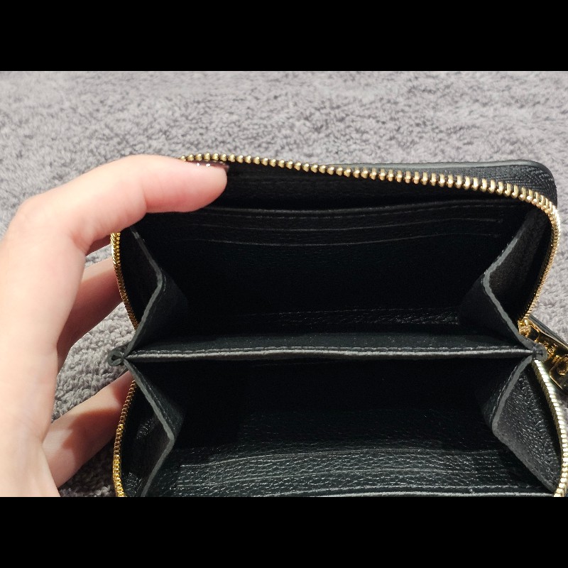 Louis Vuitton M60574 牛皮壓紋ㄇ字拉鍊信用卡零錢包.黑-21