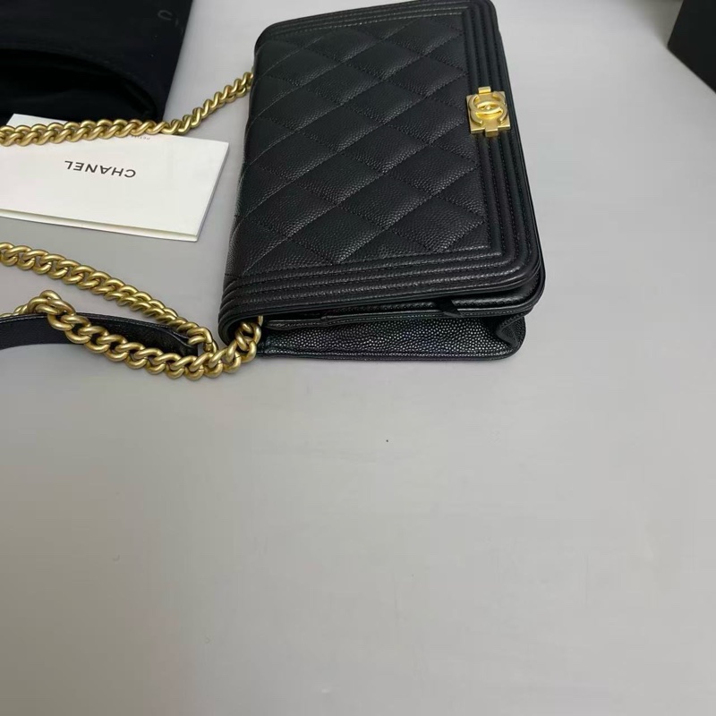 🌷新款芯片款!Chanel 香奈兒 Leboy WOC 黑金牛皮荔枝紋-2