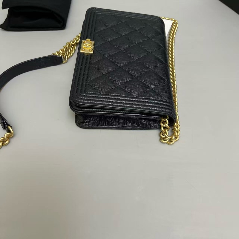 🌷新款芯片款!Chanel 香奈兒 Leboy WOC 黑金牛皮荔枝紋-4