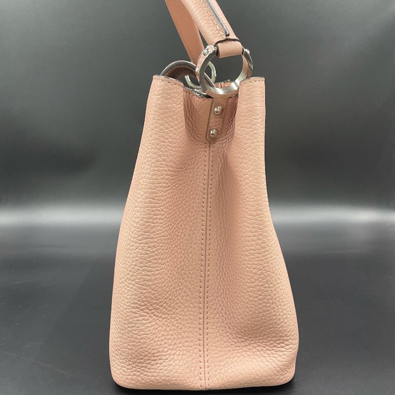 路易威登/Louis Vuitton 粉色荔枝紋Capuciness大號手提包-2