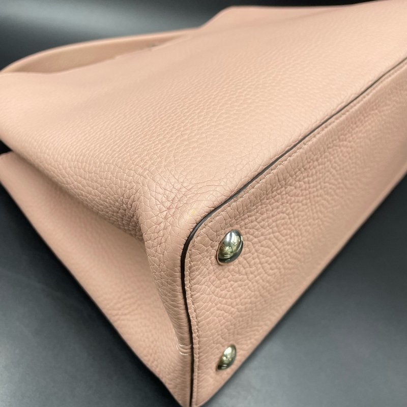 路易威登/Louis Vuitton 粉色荔枝紋Capuciness大號手提包-8