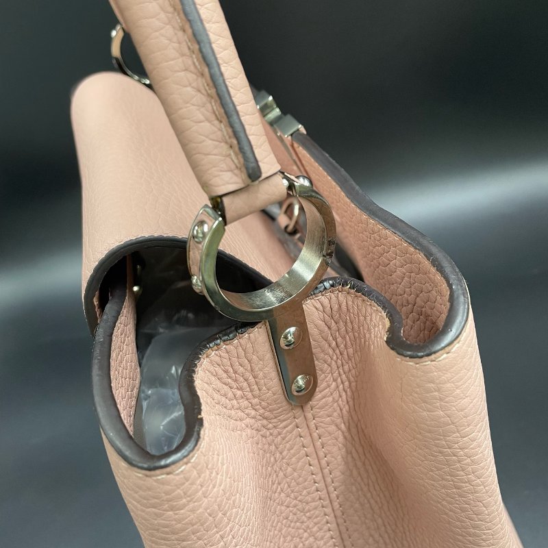 路易威登/Louis Vuitton 粉色荔枝紋Capuciness大號手提包-11