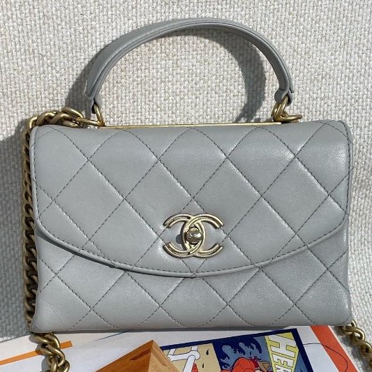 香奈兒/Chanel 灰金Trendy手提鏈條斜背包-0