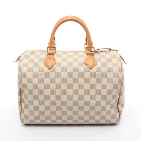 路易威登 Speedy 30 手提包 N41370 Damier Azur 白色皮革二手女款