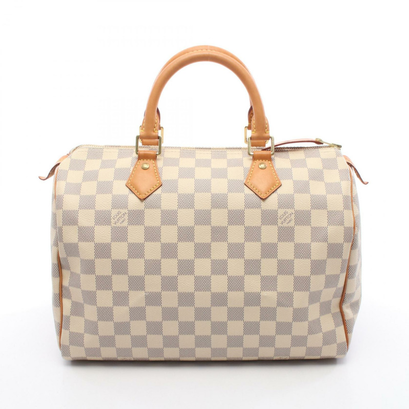 路易威登 Speedy 30 手提包 N41370 Damier Azur 白色皮革二手女款-0