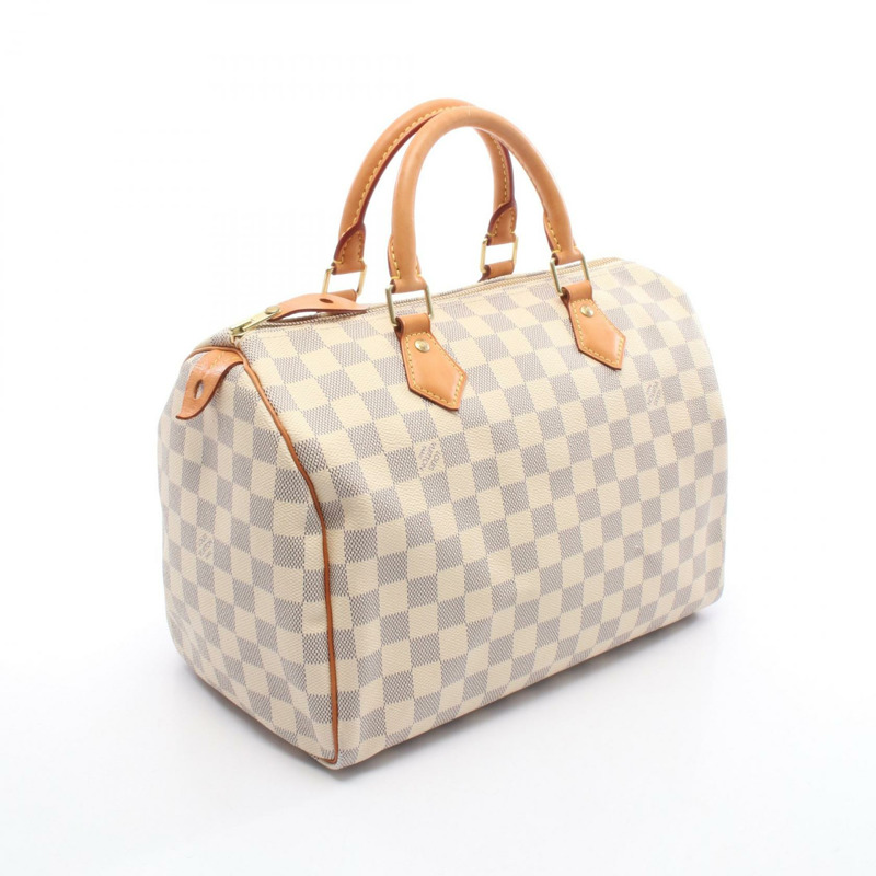 路易威登 Speedy 30 手提包 N41370 Damier Azur 白色皮革二手女款-1