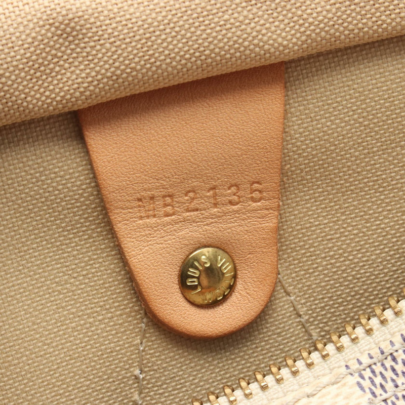 路易威登 Speedy 30 手提包 N41370 Damier Azur 白色皮革二手女款-4