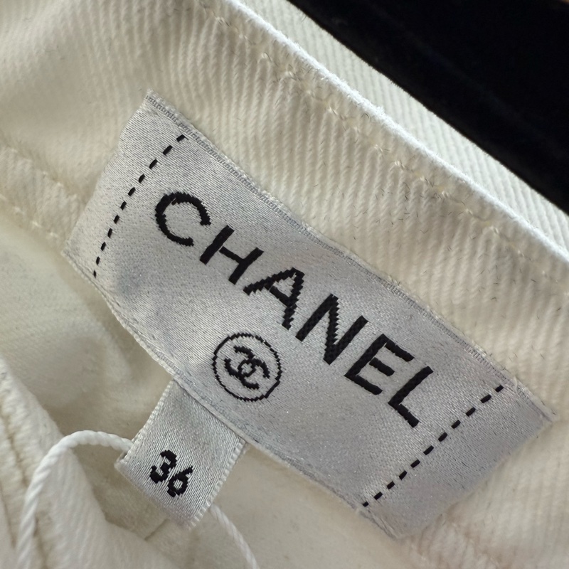 全新Chanel 26P白色牛仔褲 36碼-3