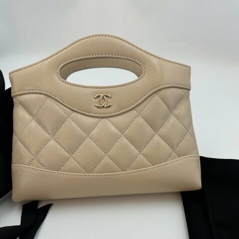 閒置芯片款 香奈兒/Chanel 31Bag Nano金扣菱格紋皮穿鏈條 羊皮材質