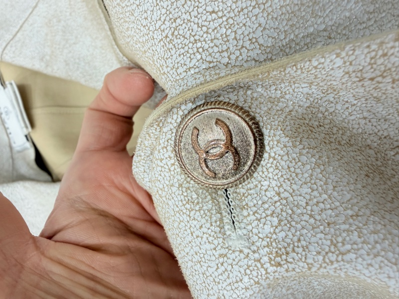 CHANEL 香奈兒 vintage 象牙白 羊皮 皮衣 皮外套 夾克 短大衣-15