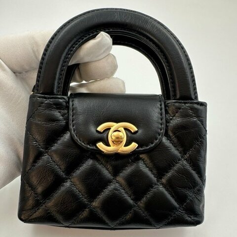 芯片款 香奈兒/Chanel Kelly Nano 超迷你金標菱格鏈條帶手柄 油蠟牛皮