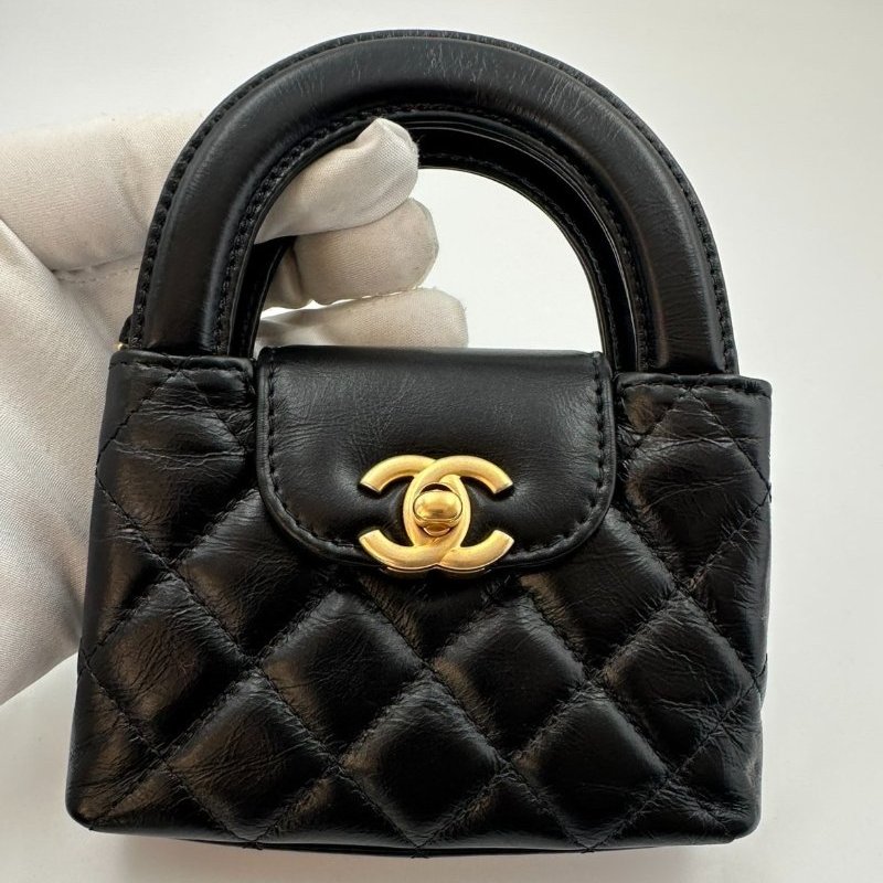 芯片款 香奈兒/Chanel Kelly Nano 超迷你金標菱格鏈條帶手柄 油蠟牛皮-0