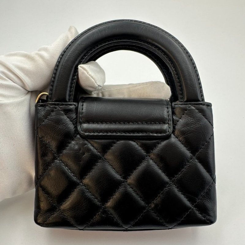 芯片款 香奈兒/Chanel Kelly Nano 超迷你金標菱格鏈條帶手柄 油蠟牛皮-6