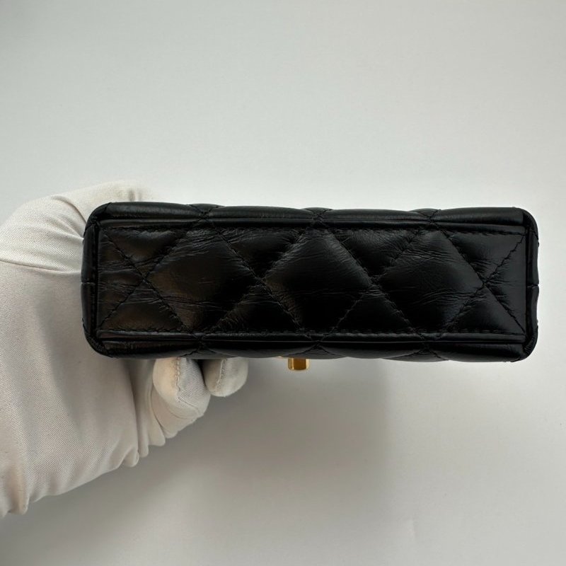 芯片款 香奈兒/Chanel Kelly Nano 超迷你金標菱格鏈條帶手柄 油蠟牛皮-7