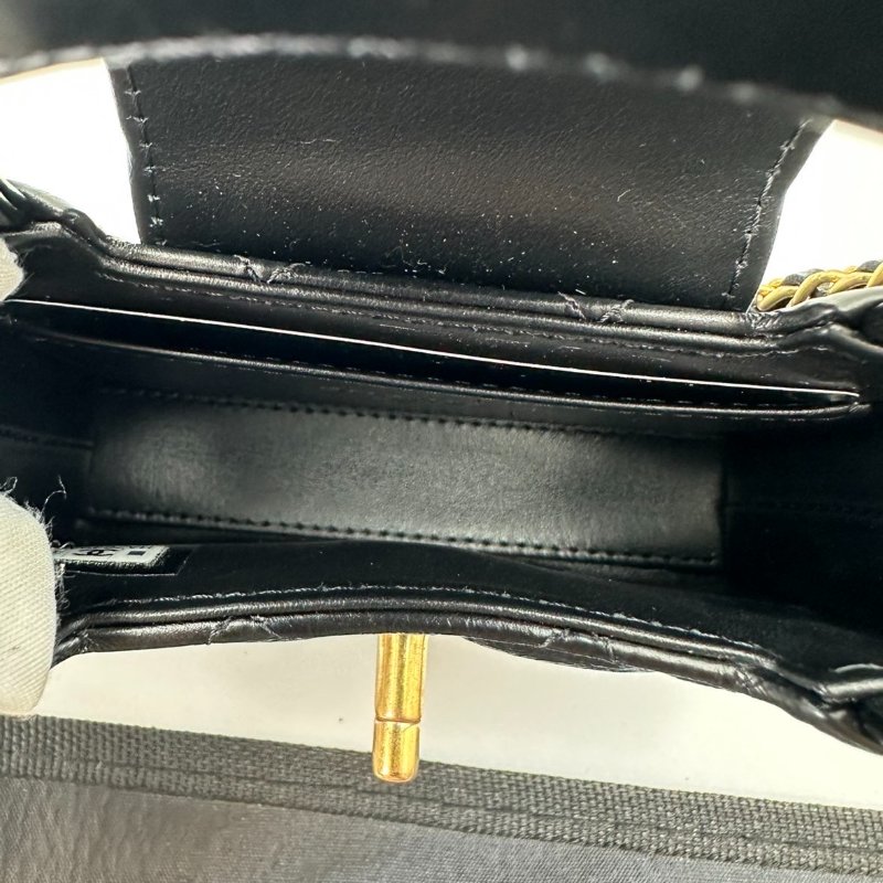 芯片款 香奈兒/Chanel Kelly Nano 超迷你金標菱格鏈條帶手柄 油蠟牛皮-12