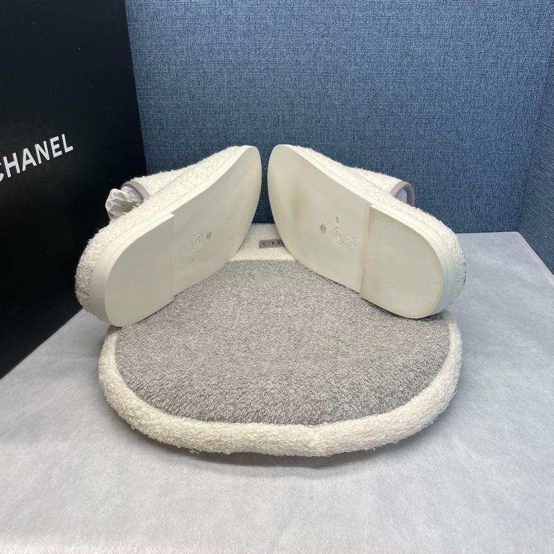 闲置成色,香奈儿CHANEL 雙C大logo 白色毛巾女士拖鞋,36碼,附件塵袋-6
