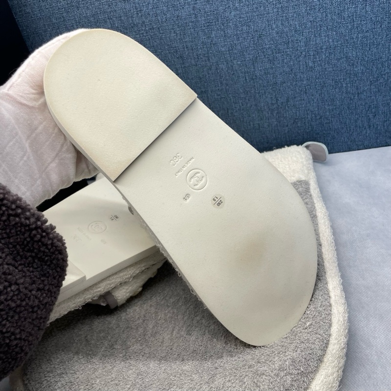 闲置成色,香奈儿CHANEL 雙C大logo 白色毛巾女士拖鞋,36碼,附件塵袋-7