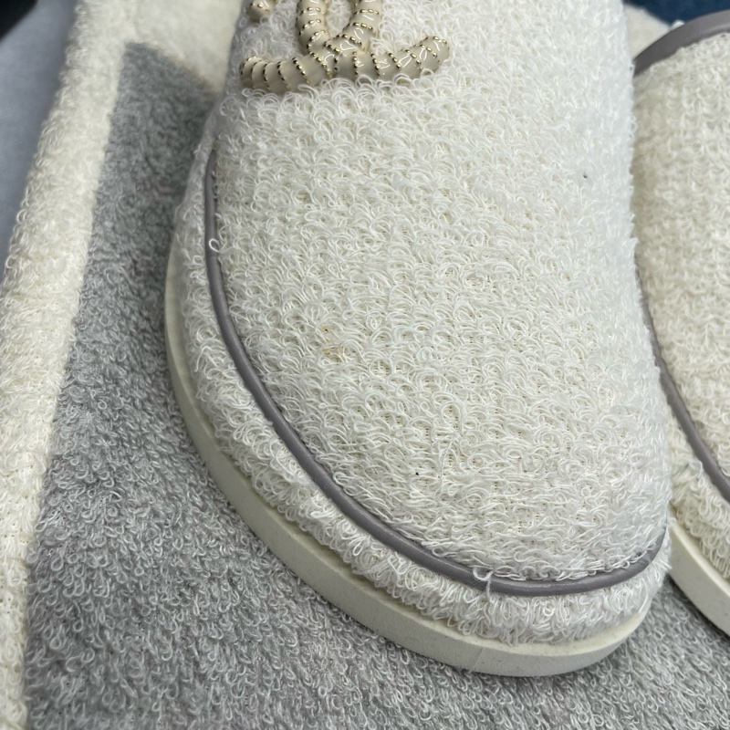 闲置成色,香奈儿CHANEL 雙C大logo 白色毛巾女士拖鞋,36碼,附件塵袋-8