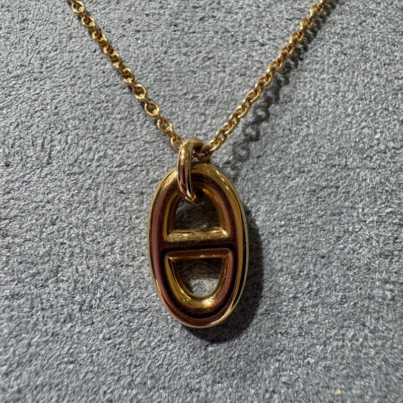 Hermes經典Farandole系列豬鼻子LOGO項鍊-5