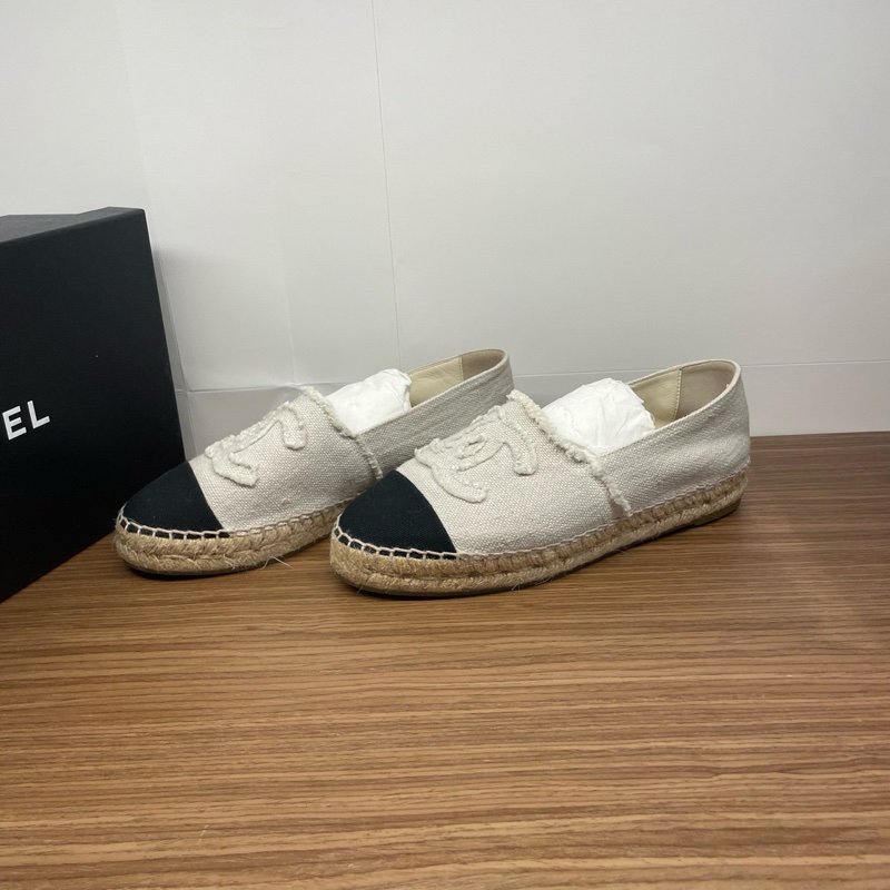 香奈兒CHANEL草編漁夫鞋,37碼,附件,無盒-1