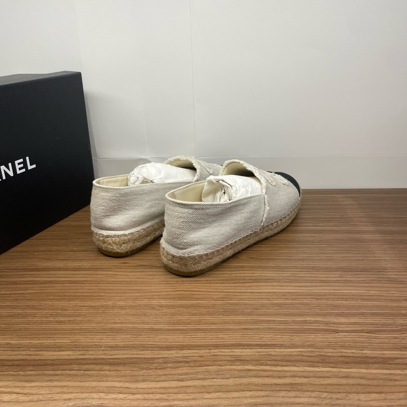 香奈兒CHANEL草編漁夫鞋,37碼,附件,無盒-3